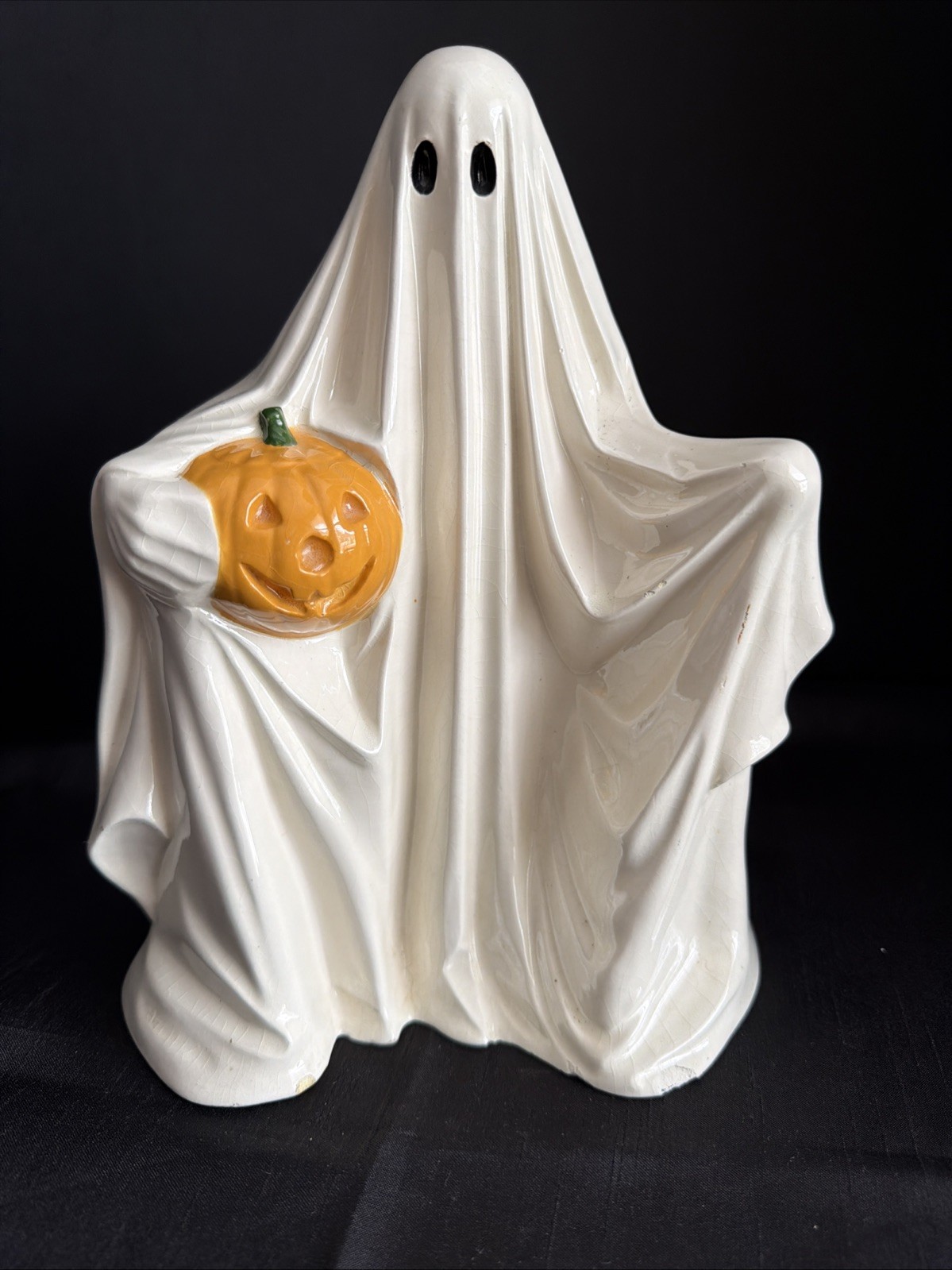 VTG Byron Molds Ceramic Halloween Ghost Jack O Lantern Opalescent AS-IS READ