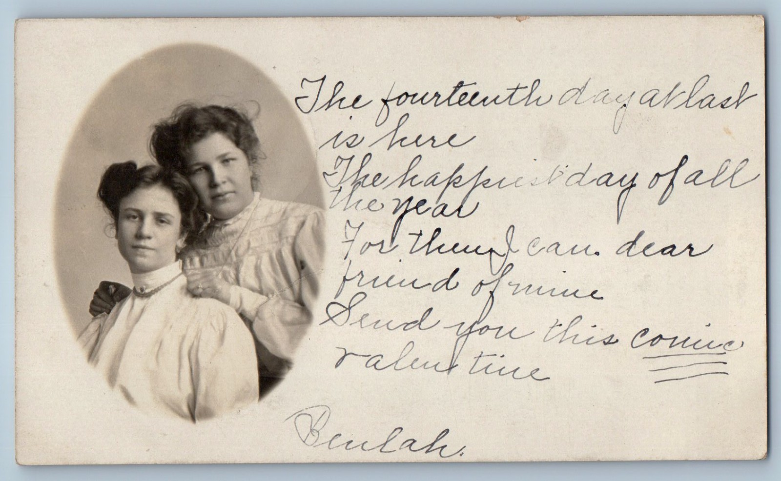 c1905 Two Women Curly Hair Studio Fort Madison Iowa IA RPPC Photo Postcard