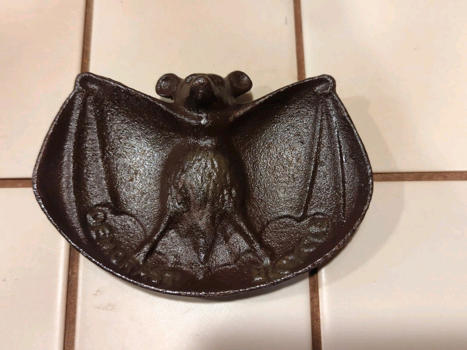 DEMORAST Bicycles Advertising Cast Iron Bat Ashtray Coin Dish 3” x 5” Gothic Odd DEMORAST Bicycles Advertising Cast Iron Bat Ashtray Coin Dish 3” x 5” Gothic Odd