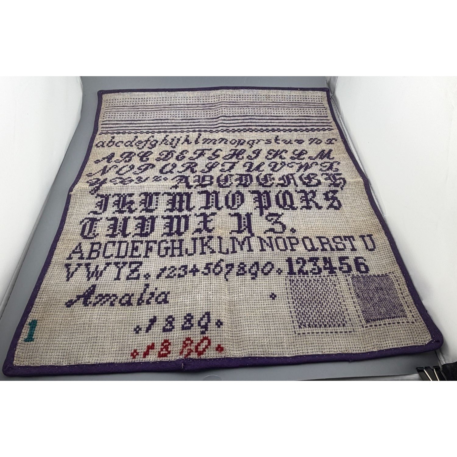 Vintage CrossStitch Sampler 1800's Arcadia Hand Stitched Alphabet