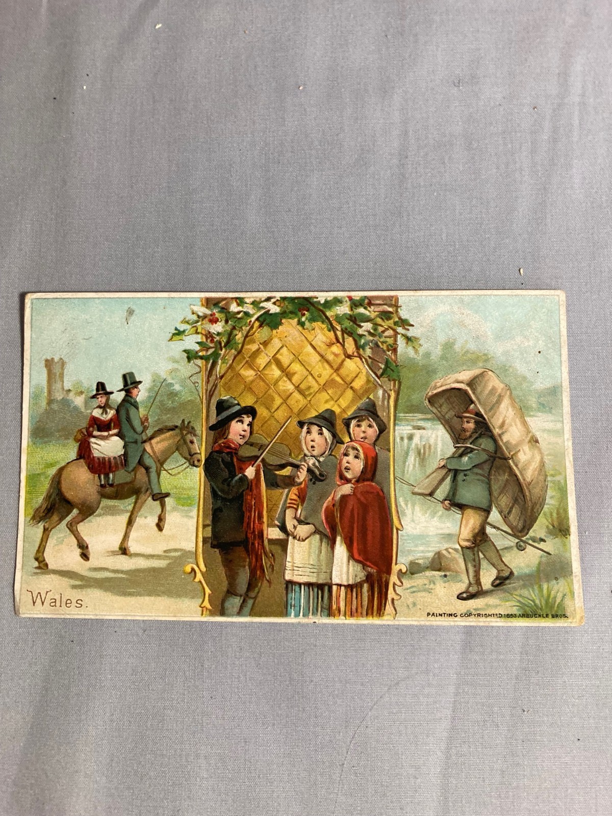 Victorian Trading Card - Wales - History and Pastimes Arbuckle Coffee