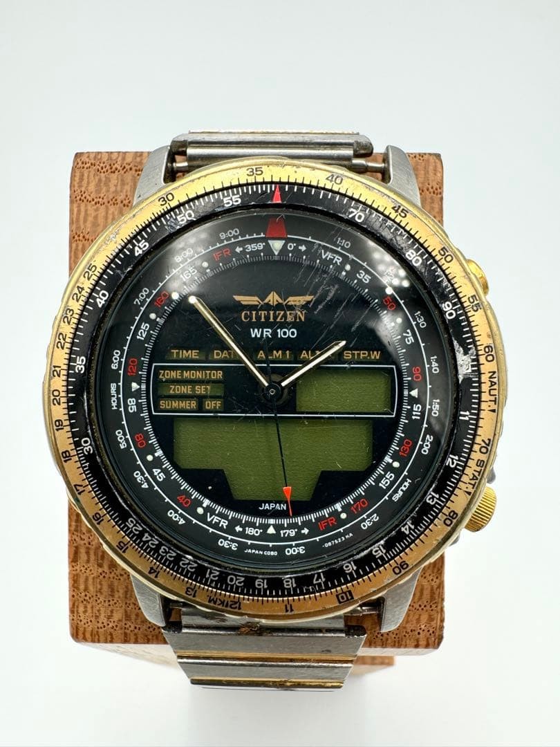 Vintage CITIZEN Wingman A794 Ana-Digi Quartz Watch 40mm Pilot Style No Battery