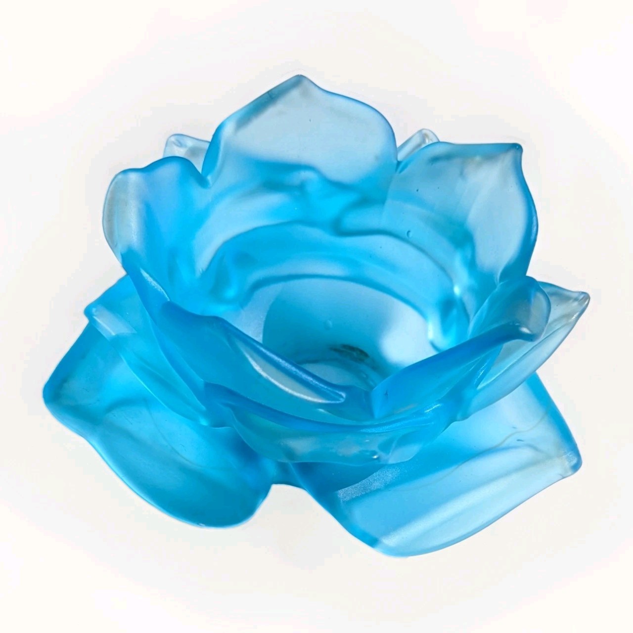  Rare  Antique French Blue Glass Rose Petal Shade