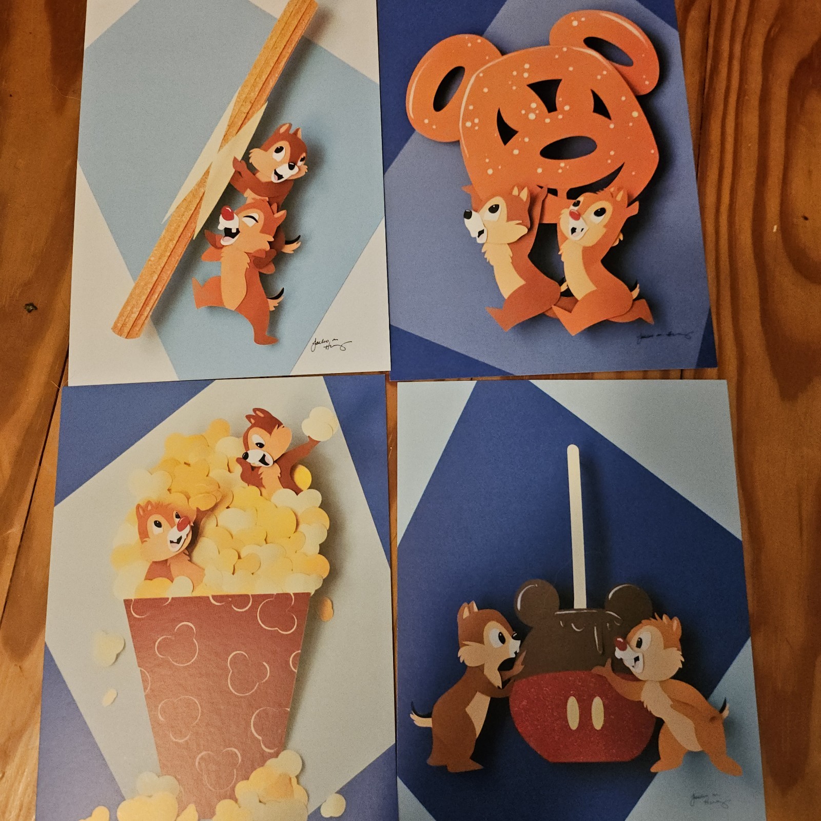 Disney Parks WonderGround  Jackie Huang Snacks With Chip & Dale  Post Cards Art