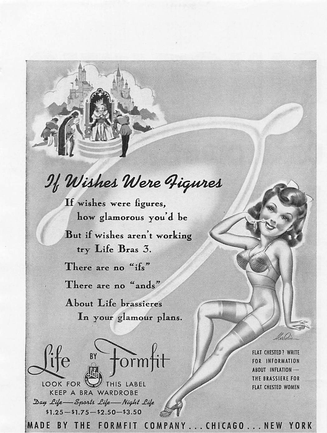 Formfit Bra Ad 1940s Vintage Mid Century Fashion Glamour Wall Art  Decor 1942