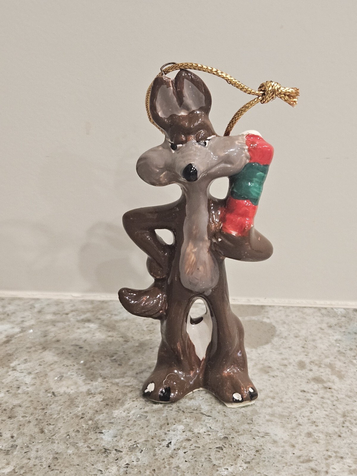 Vintage 1978 Looney Tunes Warner Bros Wile E. Coyote Handpainted Ornament