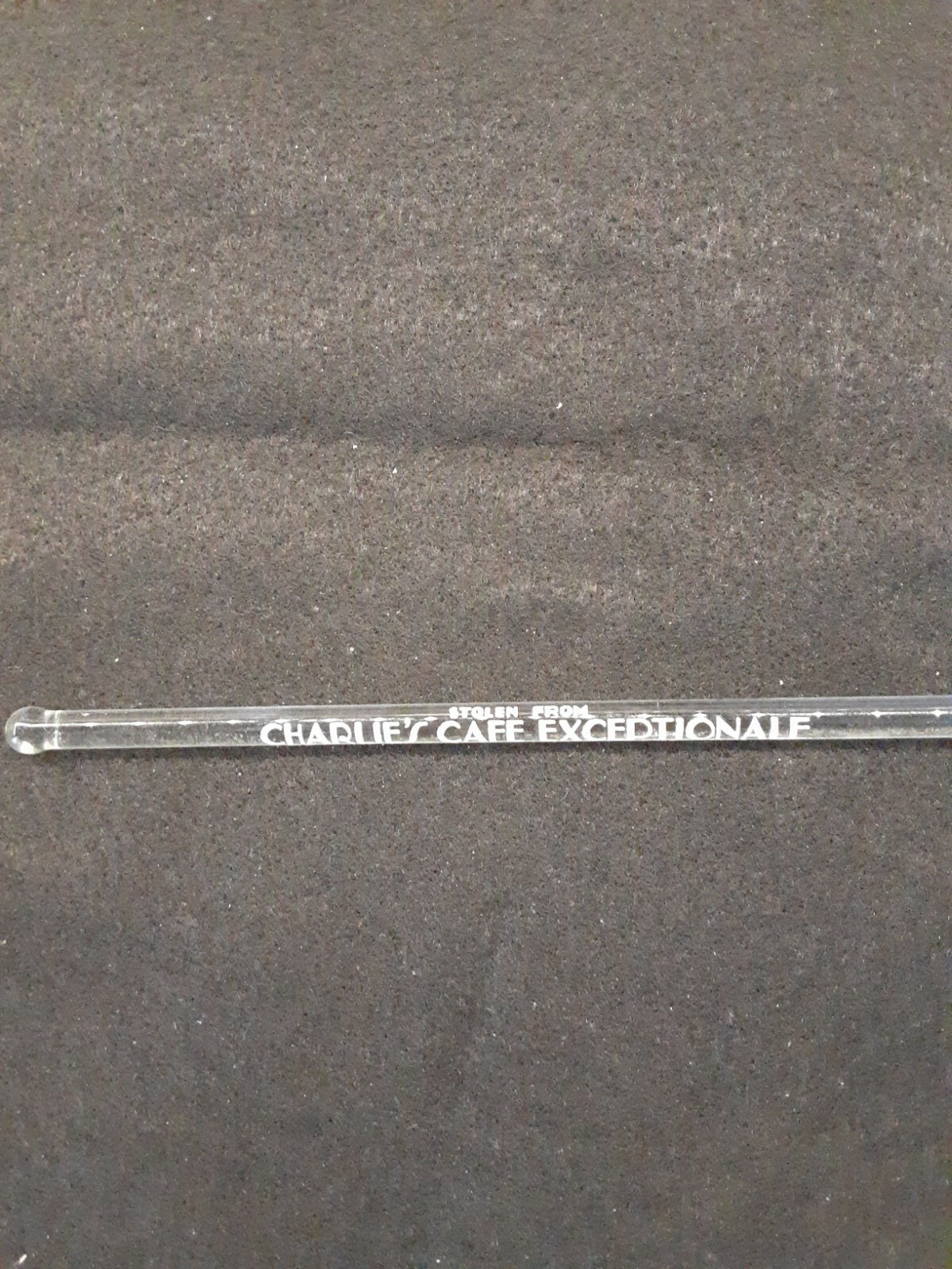 Vintage Charlie\'s Cafe Exceptionale Glass Swizzle Stick Minneapolis MN 6\