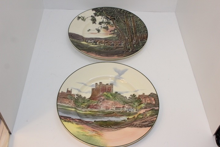 Royal Doulton Rochester Castle and Timber Wagon Collectible England Plates 10.5\
