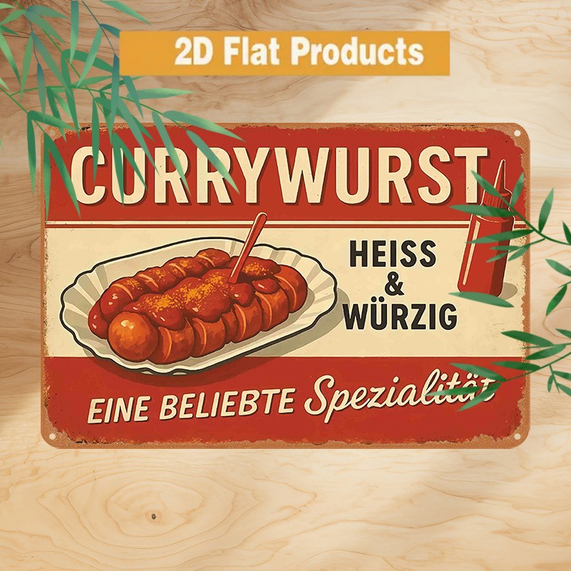 Surface Vintage Curry Wurst Heiss Tin Metal Signs Home Décor 8x12