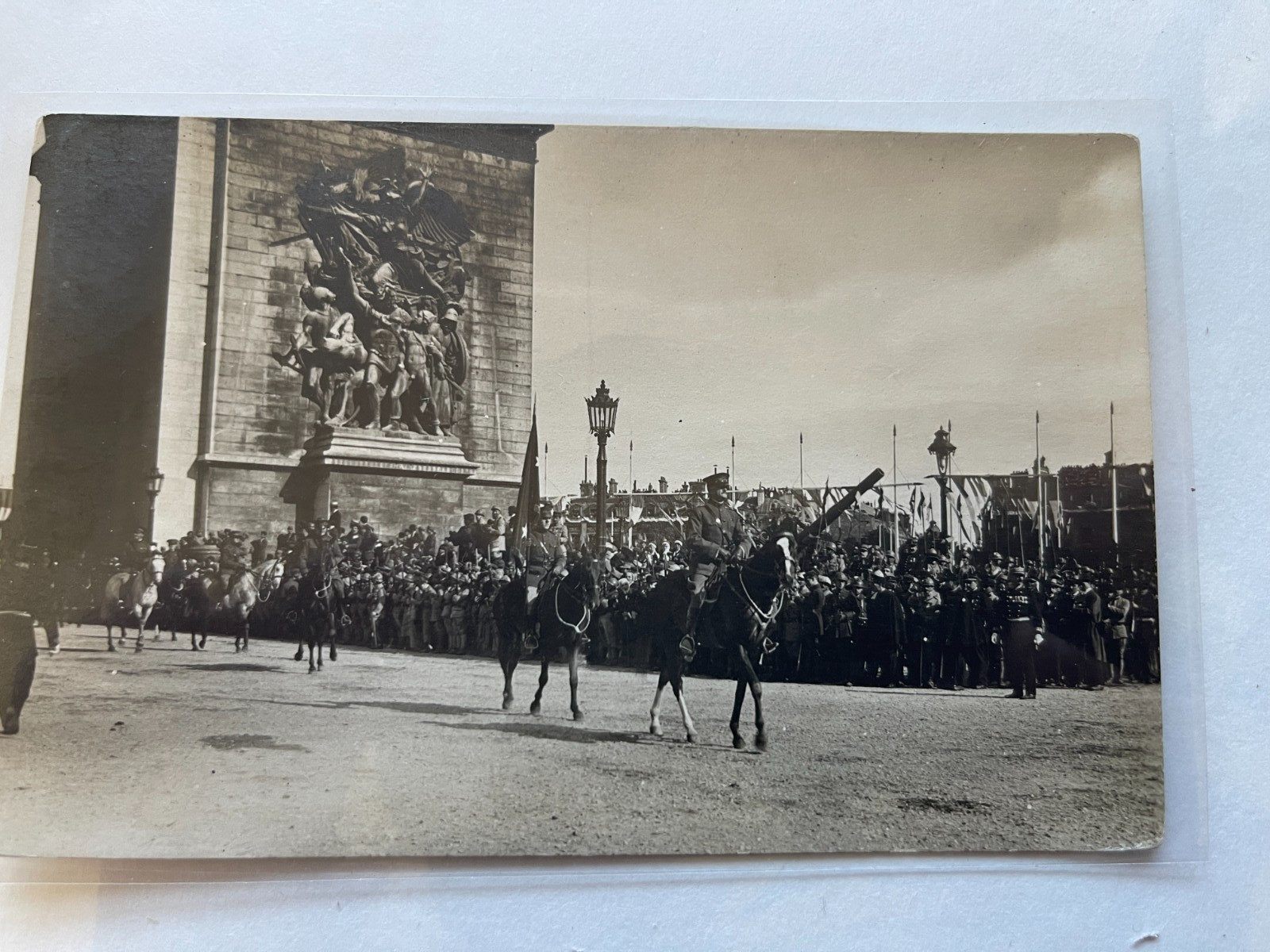 WW1 Postcard Bastille Day 1919 France Arc de Triomphe Real Photo Postcard WW1 Postcard Bastille Day 1919 France Arc de Triomphe Real Photo Postcard