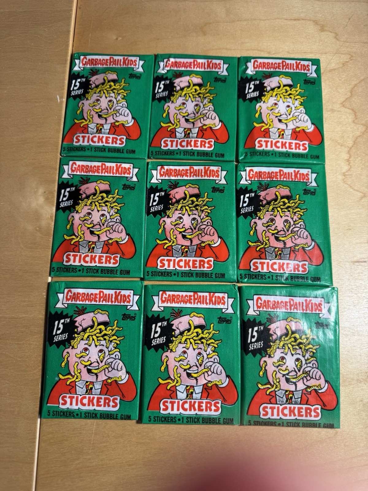 1988 Topps Garbage Pail Kids OS15 Series 15 Vintage Unopened Wax Packs Lot of 9⁠