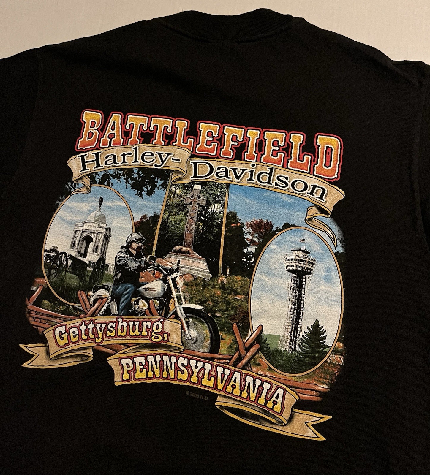 VTG 2000 Harley Davidson Motorcycles Battlefield Gettysburg PA T-Shirt MED Eagle