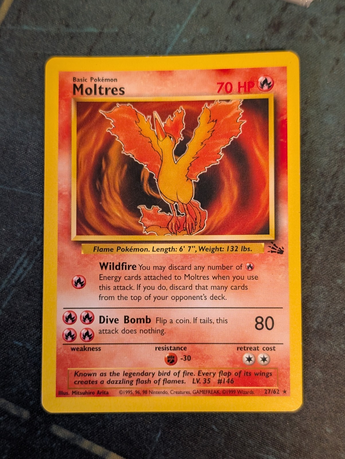FOSSIL MOLTRES 27/62 RARE NON HOLO POKEMON CARD
