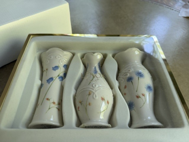 Classic Lenox Floral Bud Vases Set of 3 w/ Box 5” Blue Flowers- NEW- All Diff.