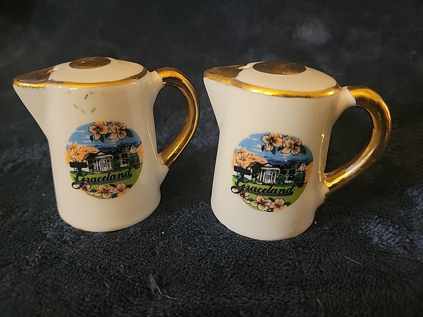 Vintage collectible salt and pepper shakers Graceland, Memphis Tennesse pitchers Vintage collectible salt and pepper shakers Graceland, Memphis Tennesse pitchers