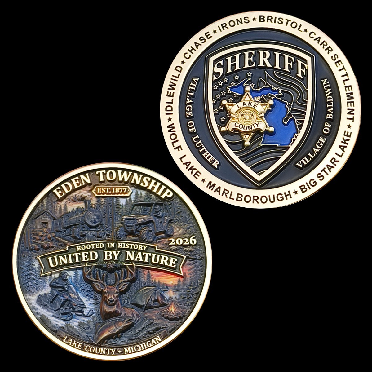 Lake County Sheriff Police 2026 Challenge Coin Irons MI - Eden Township