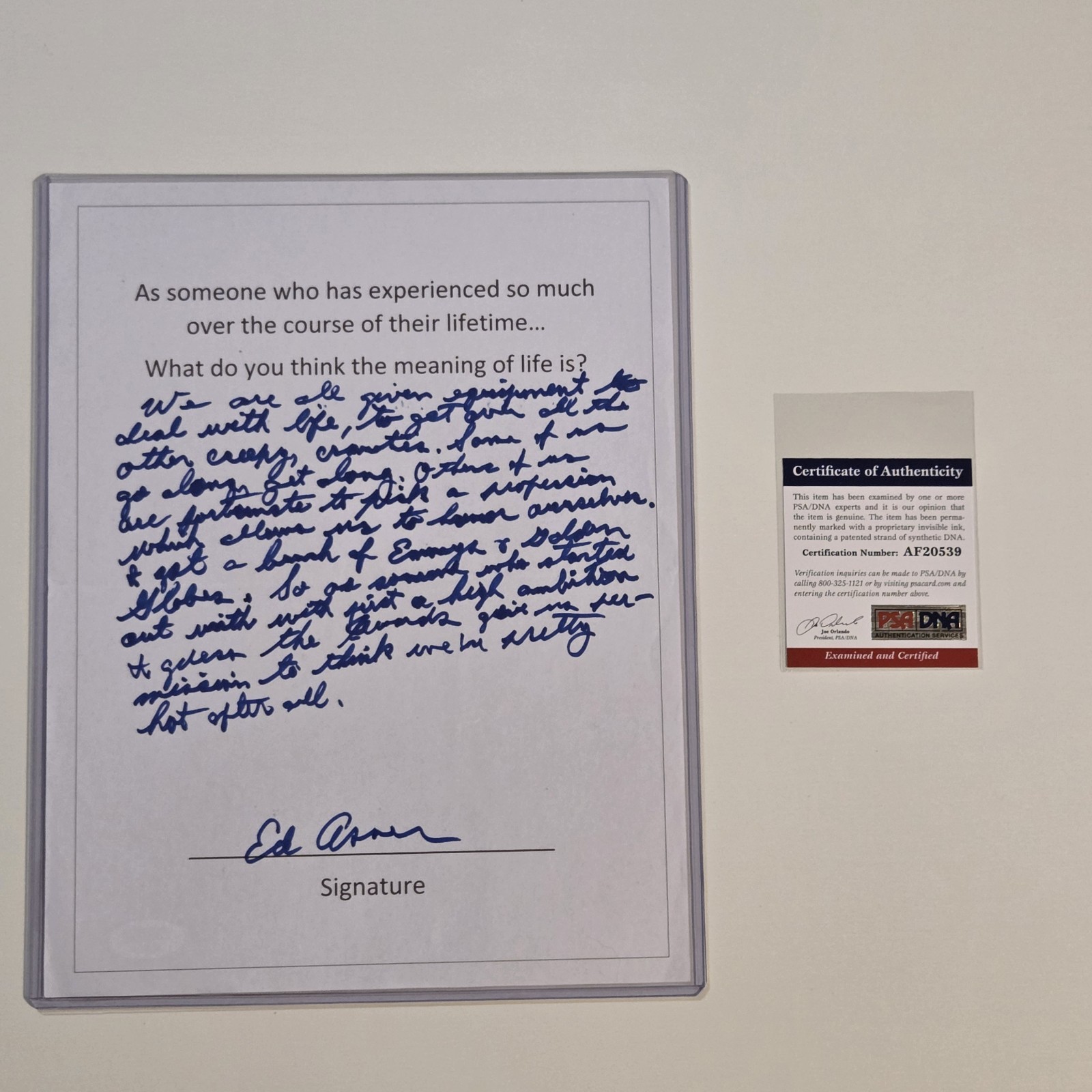 Ed Asner Signed Handwritten 