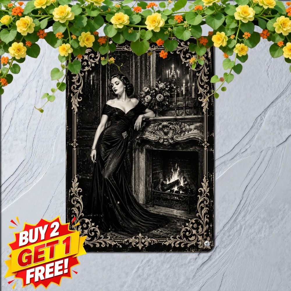 Classic Monochrome Art Tin Sign Vintage Black And White Wall Metal Plaque
