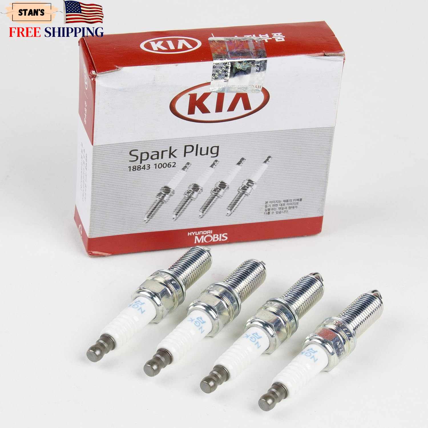 Genuine OEM  (Hyundai) NGK Spark Plugs (Pack of 4) 18843-10062
