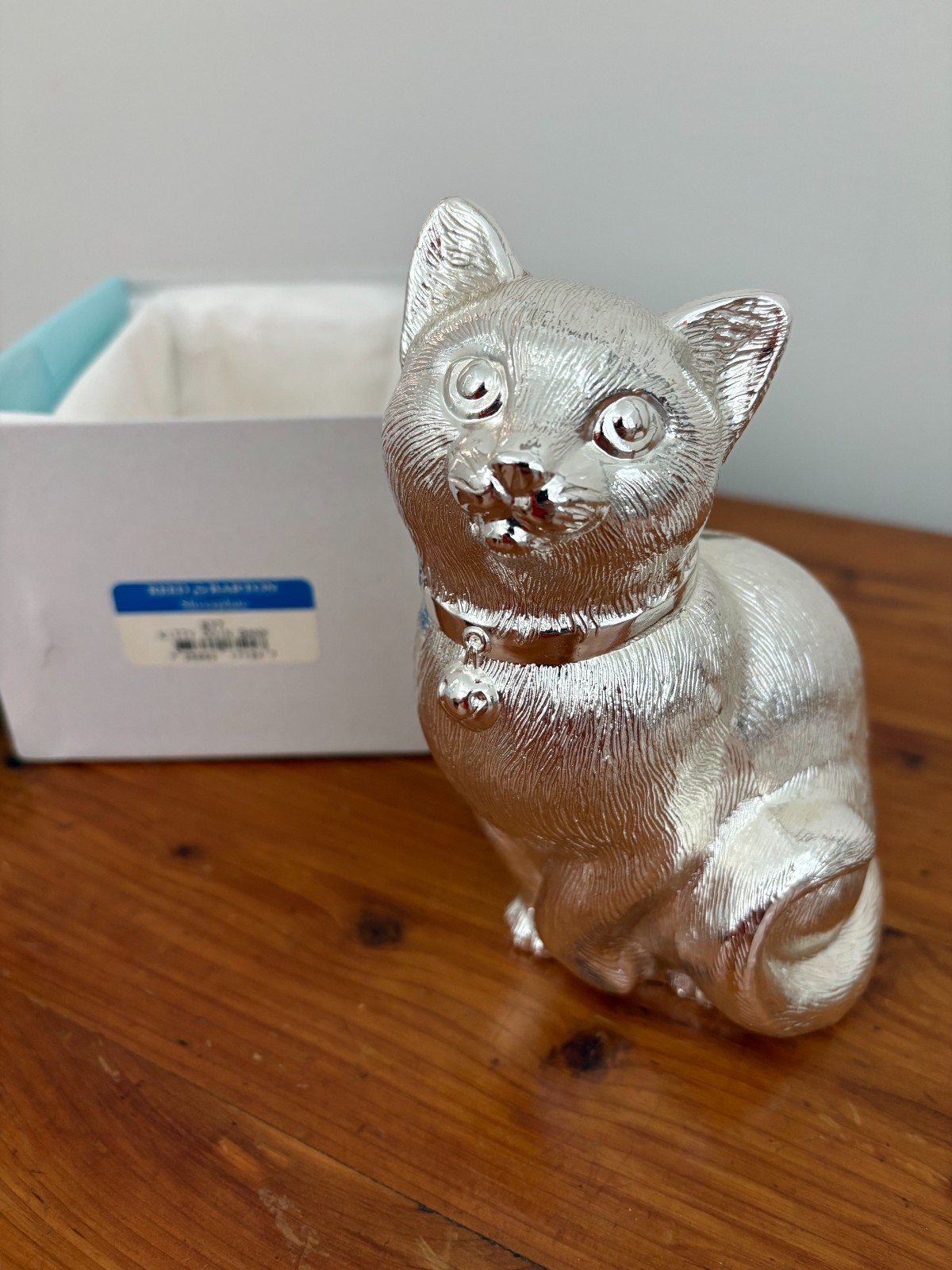 NIB Silver plated Reed And Barton Kitty Bank original packaging gift box
