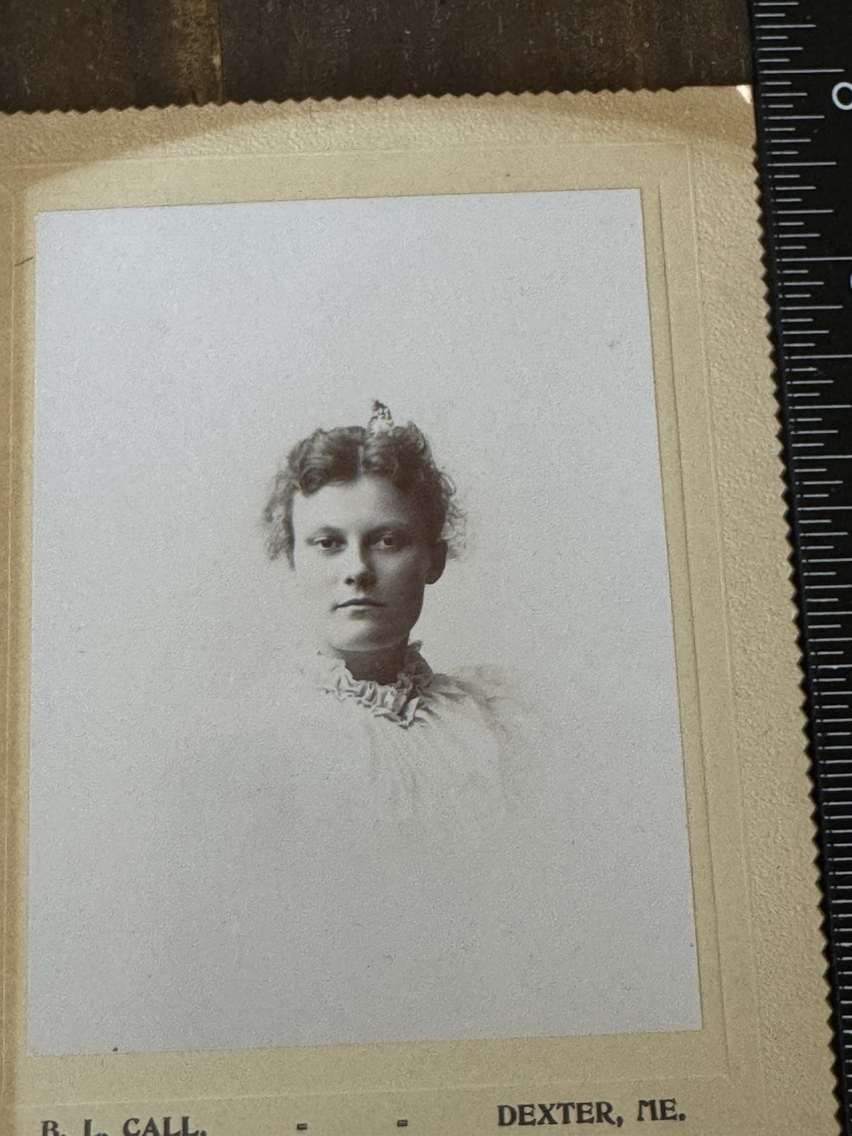 Antique Cabinet Card Photo Portrait Young Woman Sepia Victorian Dexter