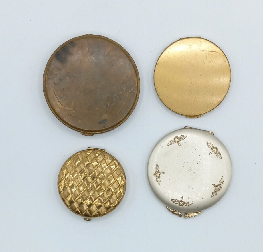 Vintage Make-Up Compact Cases Lin-Bren Germaine Monteil Metal Lot of 4