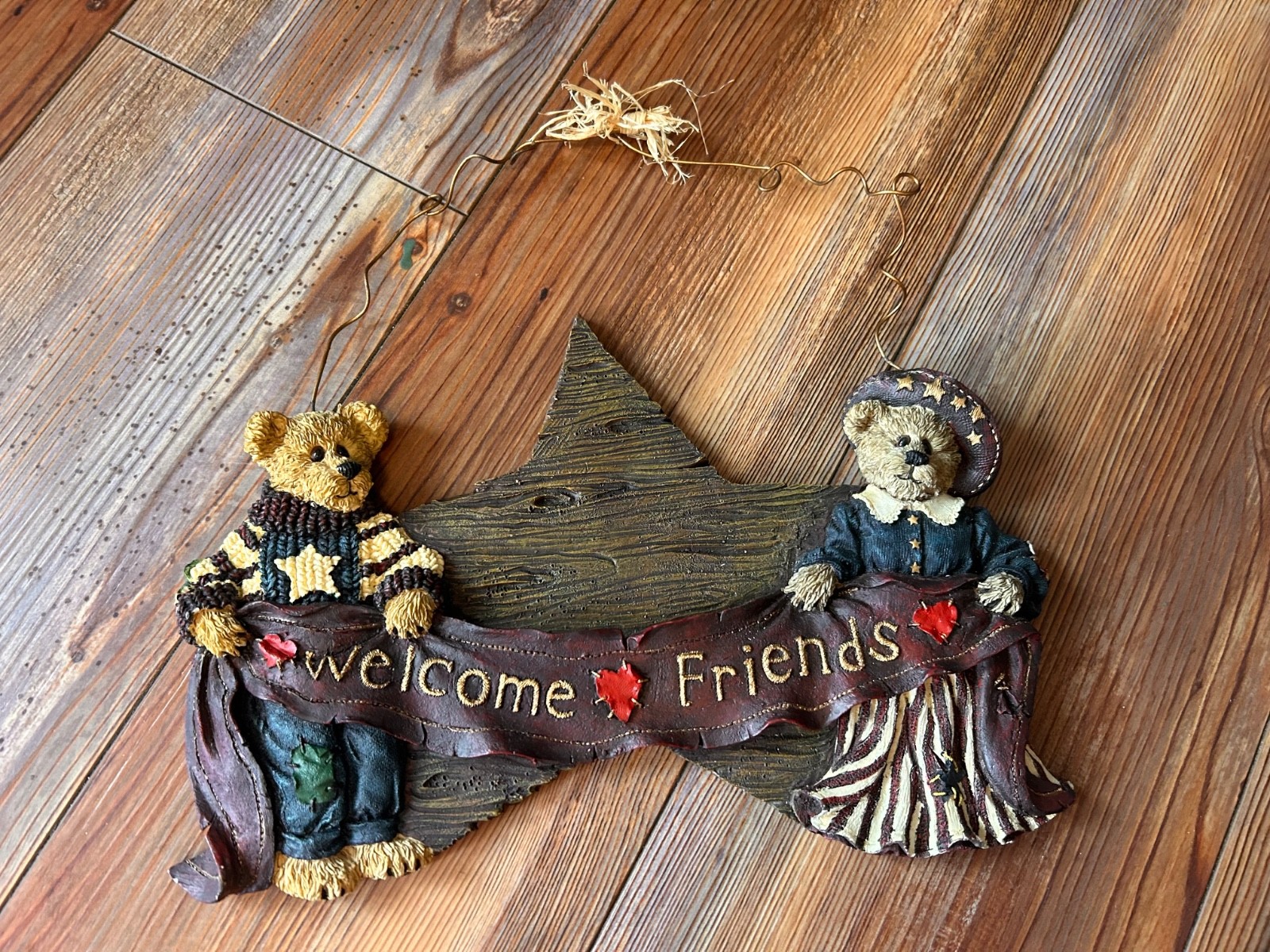 2000 Boyd’s Teddy Bears Life’s Picnic Welcome Plaque Friends Patriotic Cottage