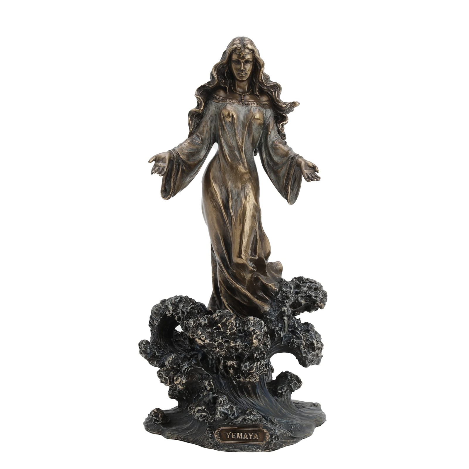 JFSM INC. Yemaya - Mother of All Standing on Ocean Wave Statue,Sculptures