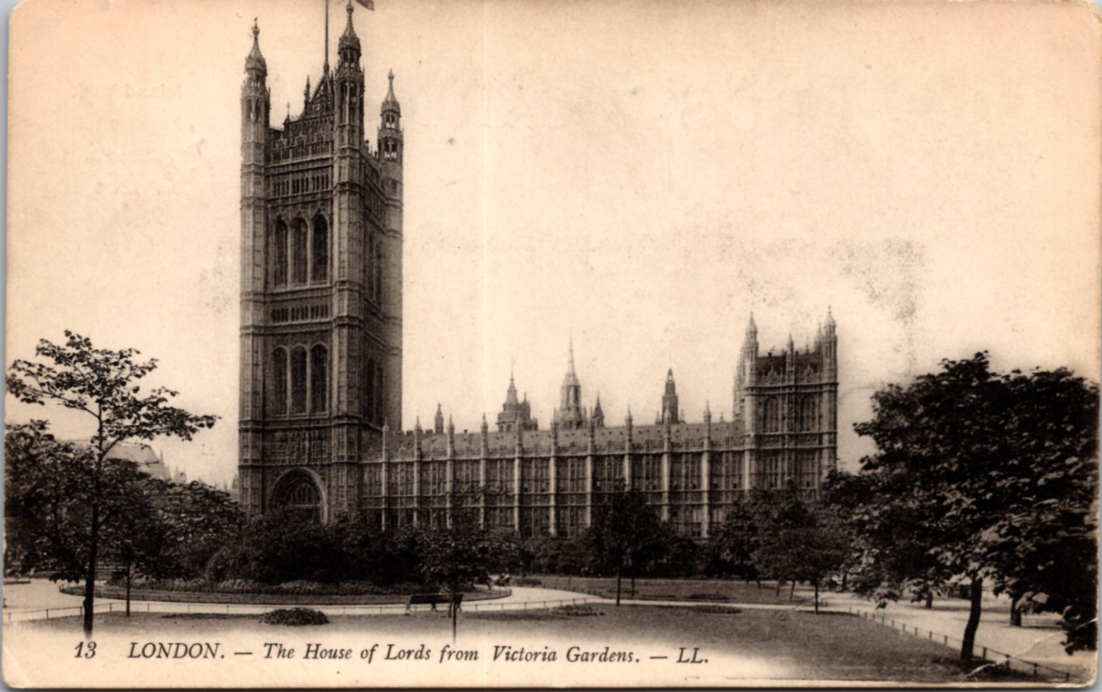 The House Of Lords From Victoria Gardens London England Postcard