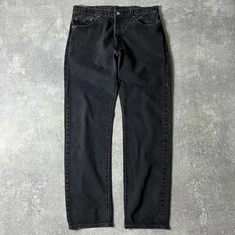 Levi\'s 2000s 501 Black Denim W36 L34 Straight Old Jeans Rare (Ages 14+)