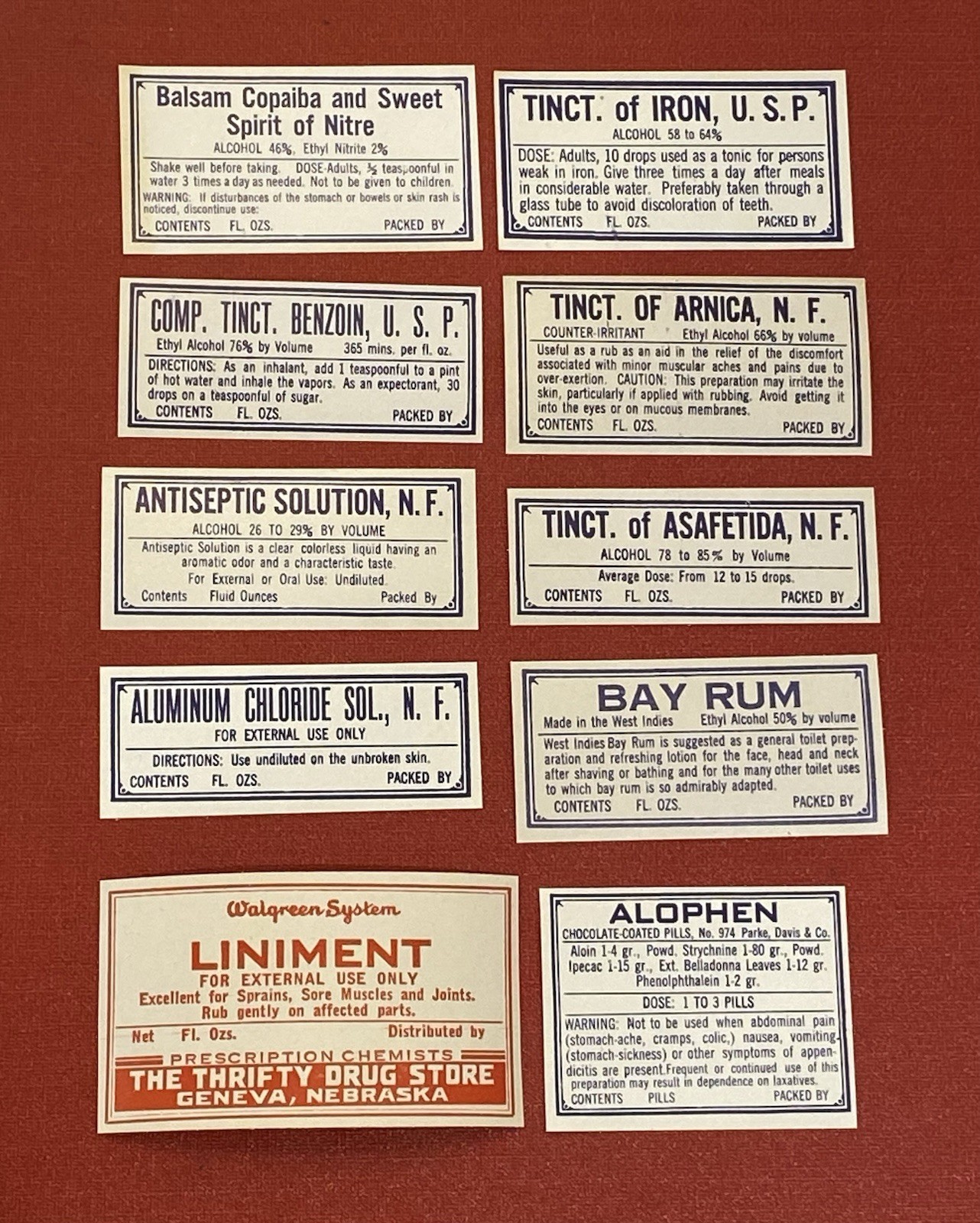 Vintage Drug Store Pharmacy Apothecary Labels Walgreens Thrifty Drug 10A
