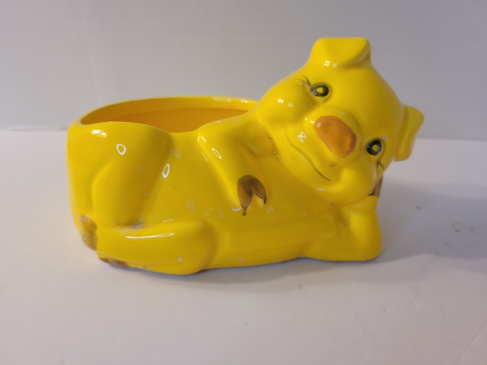 Adorable Vintage Farmhouse Yellow Pig Dish, Planter 😍 D4