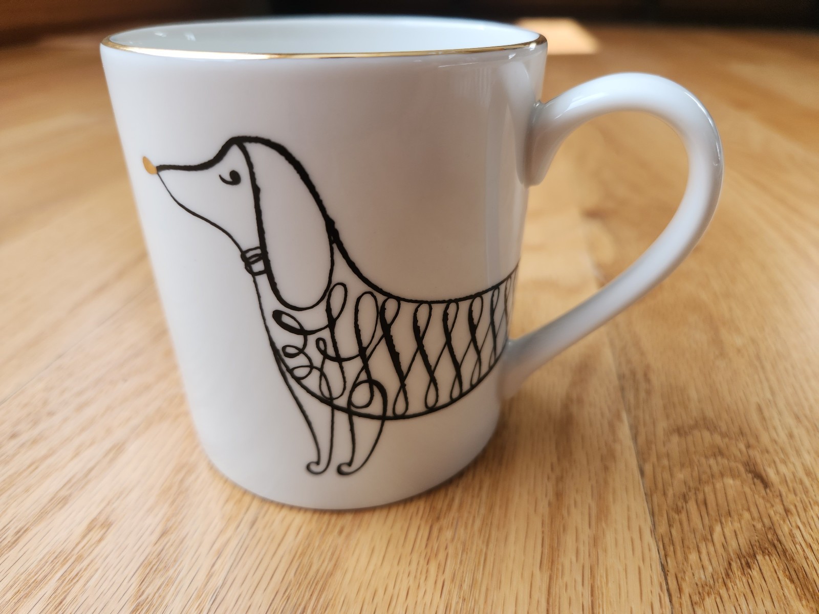 Lenox Kate Spade Jingle All The Way Dachshund Mug Gold Trim Porcelain Coffee