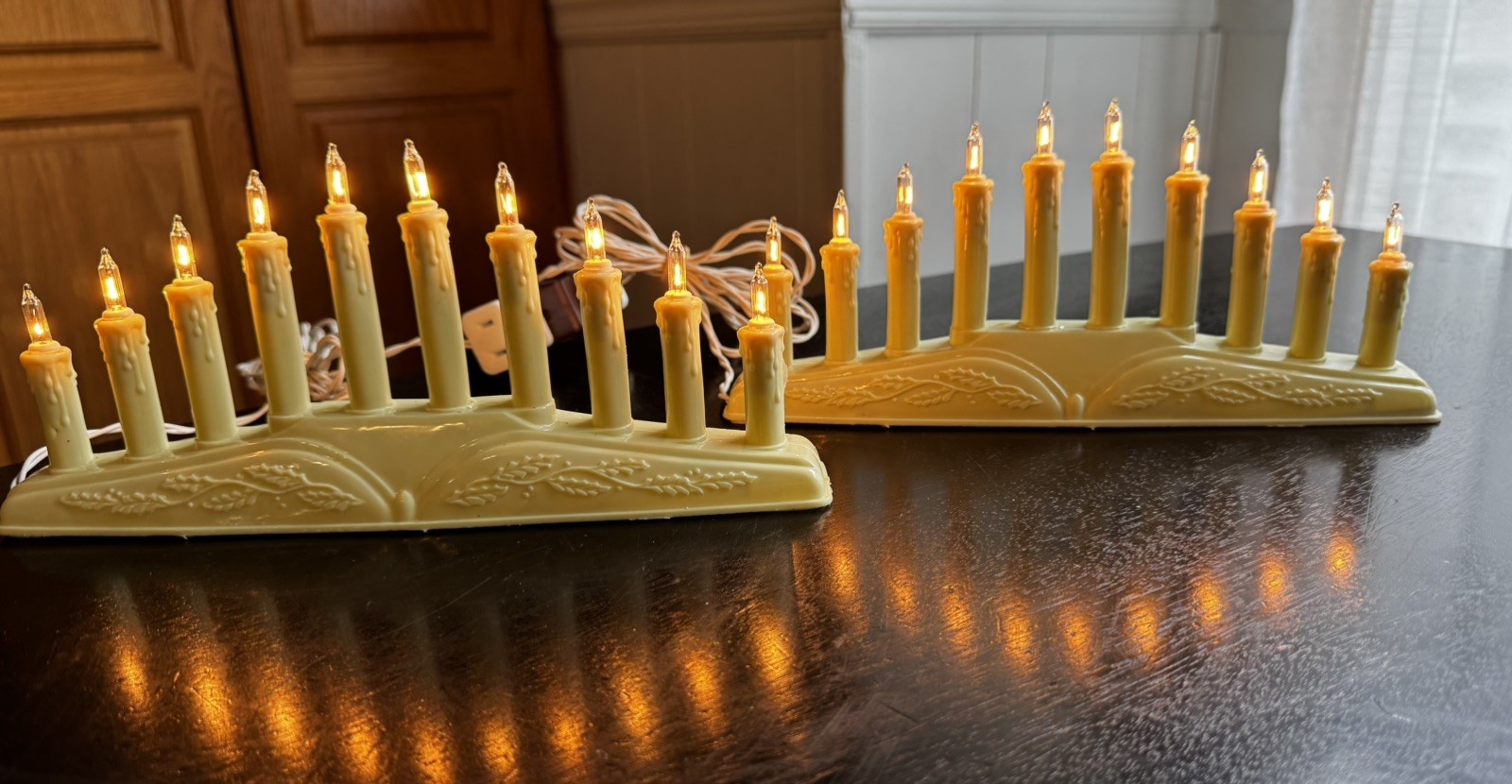 Set of 2 - VTG Candolier 10 Mini Lights Electric Christmas Candles Candelabra Set of 2 - VTG Candolier 10 Mini Lights Electric Christmas Candles Candelabra