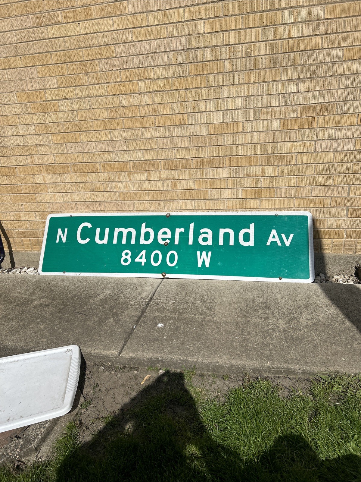 VERY LARGE Original CUMBERLAND ST Street Sign 6 Foot X18 Inch White on Green