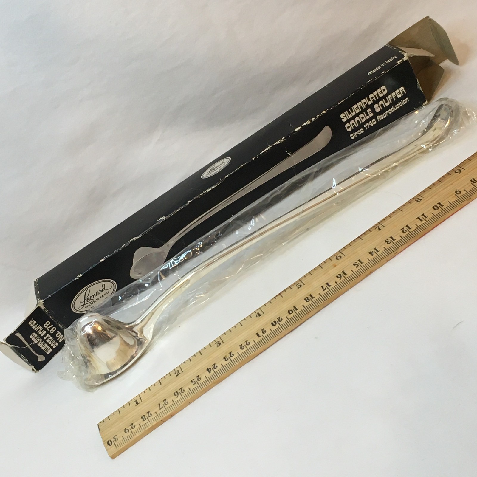 Candle Snuffer Circa 1740 Colonial Reproduction Silverplate VTG wrapped tarnish