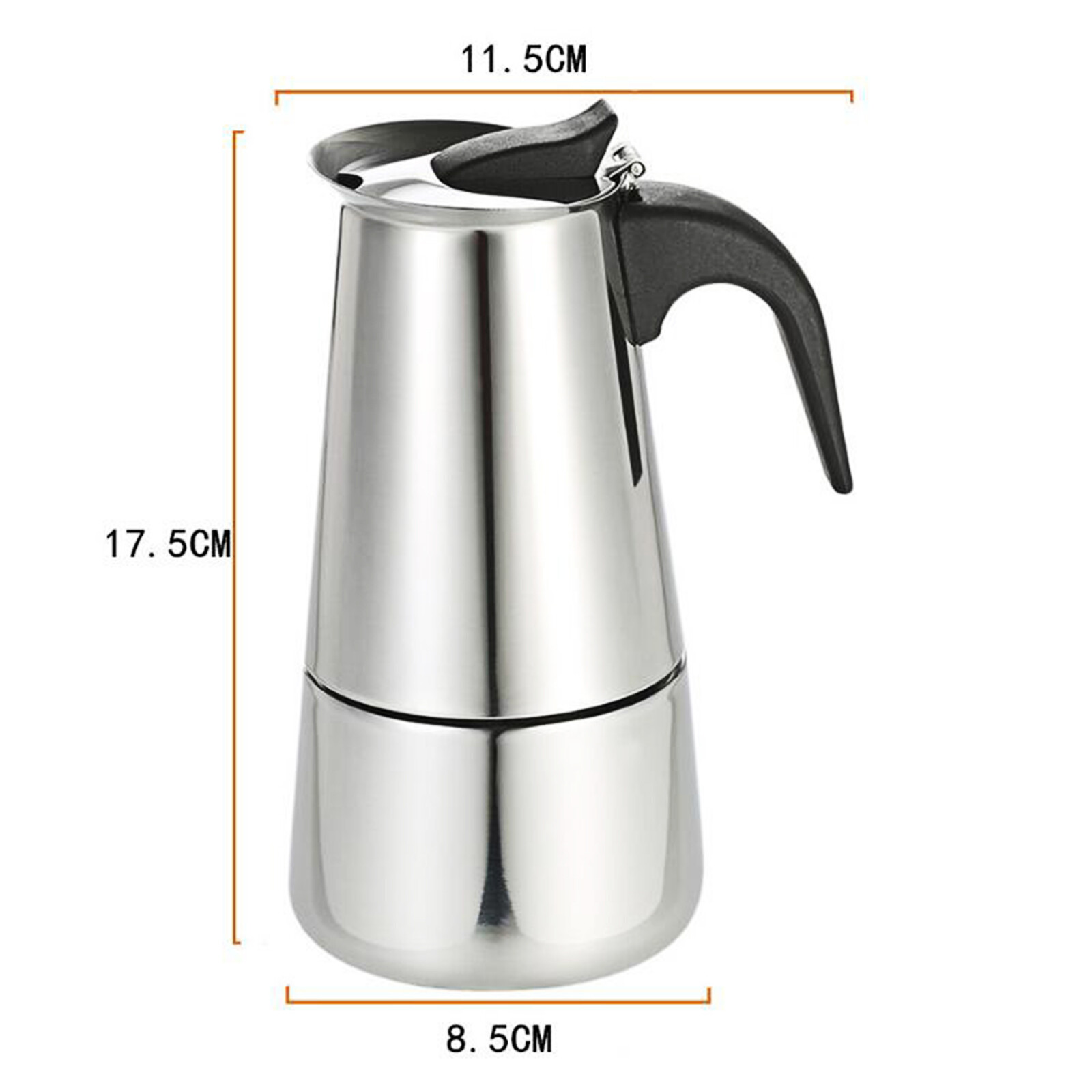 Moka Pot Espresso Coffee Maker Percolator Stovetop 4/6/9 Cups Stainless Steel