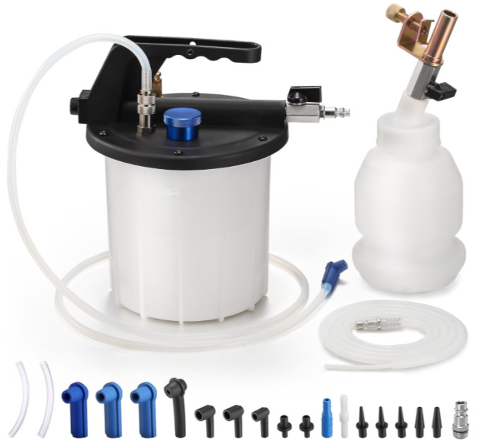 Kit purgador frenos 3L neumático con bomba vacío botella 1L y adaptadores