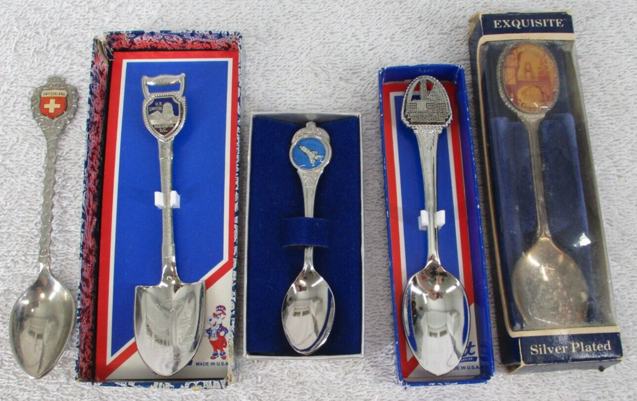 Travel Souvenir Collector Spoons States Places Countries Vintage Mixed Lot of 5