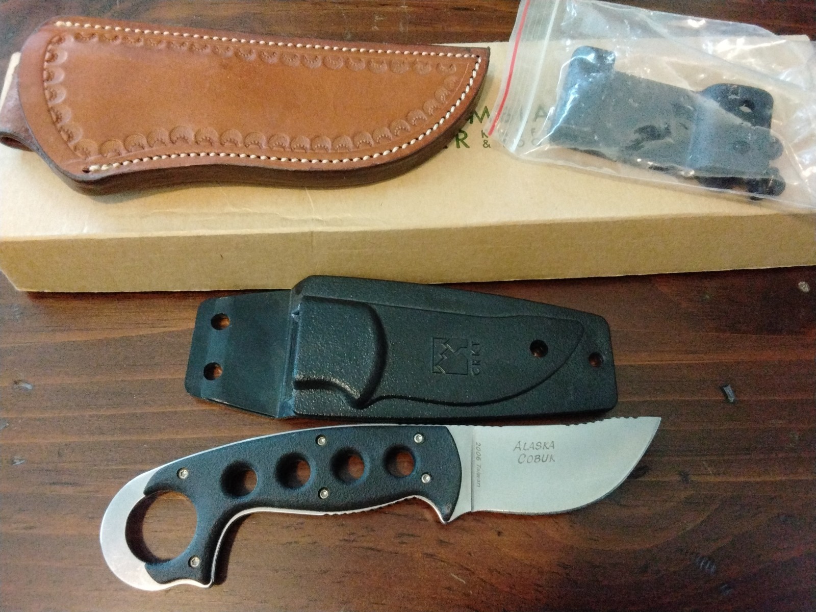 DISCONTINUED CRKT 2006 ALASKA COBUK Fixed Blade Knife both sheaths NIB