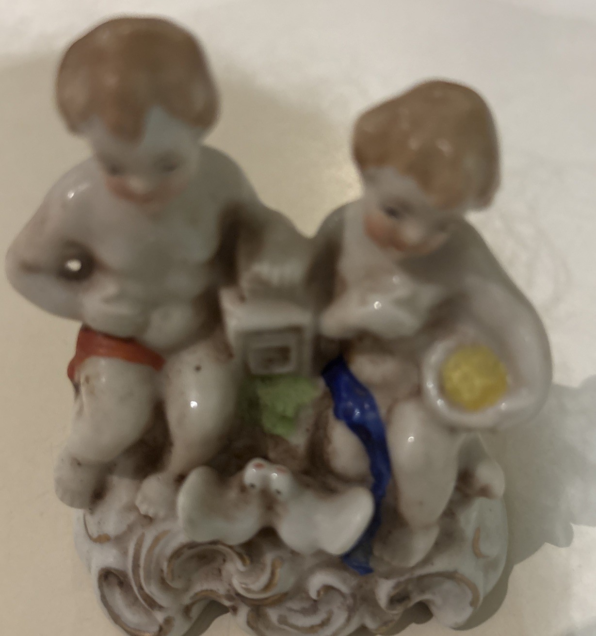 Vintage Porcelain Figure From Japan  1945 To 1952 Two Cherubs With 2 Geese