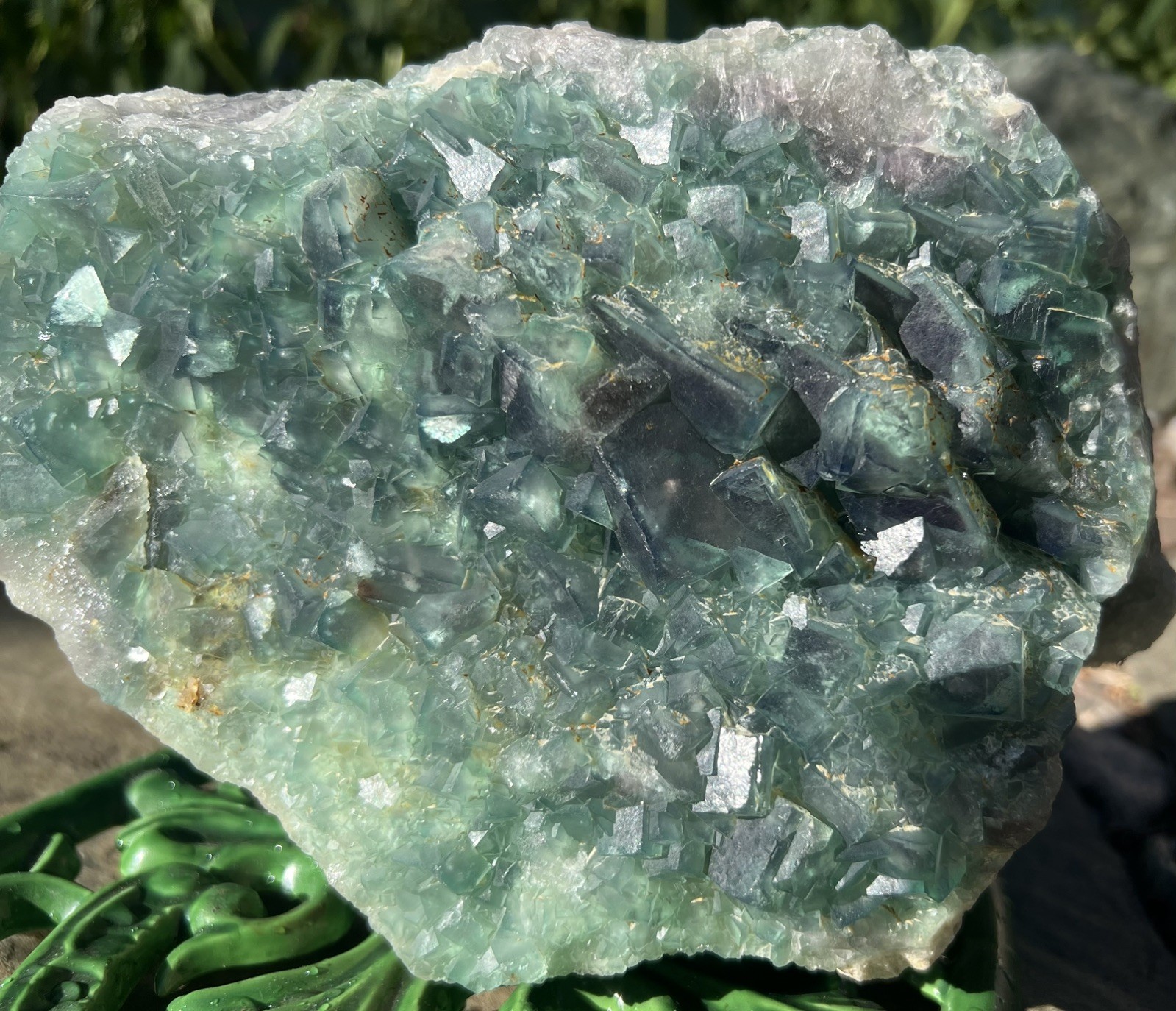 9.41LB Natural green cubic fluorite quartz crystal mineral specimen