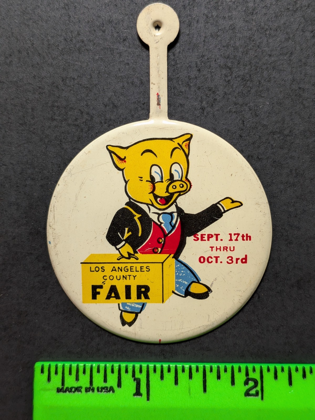 Vintage Los Angeles Fair Pig Pinback Pin