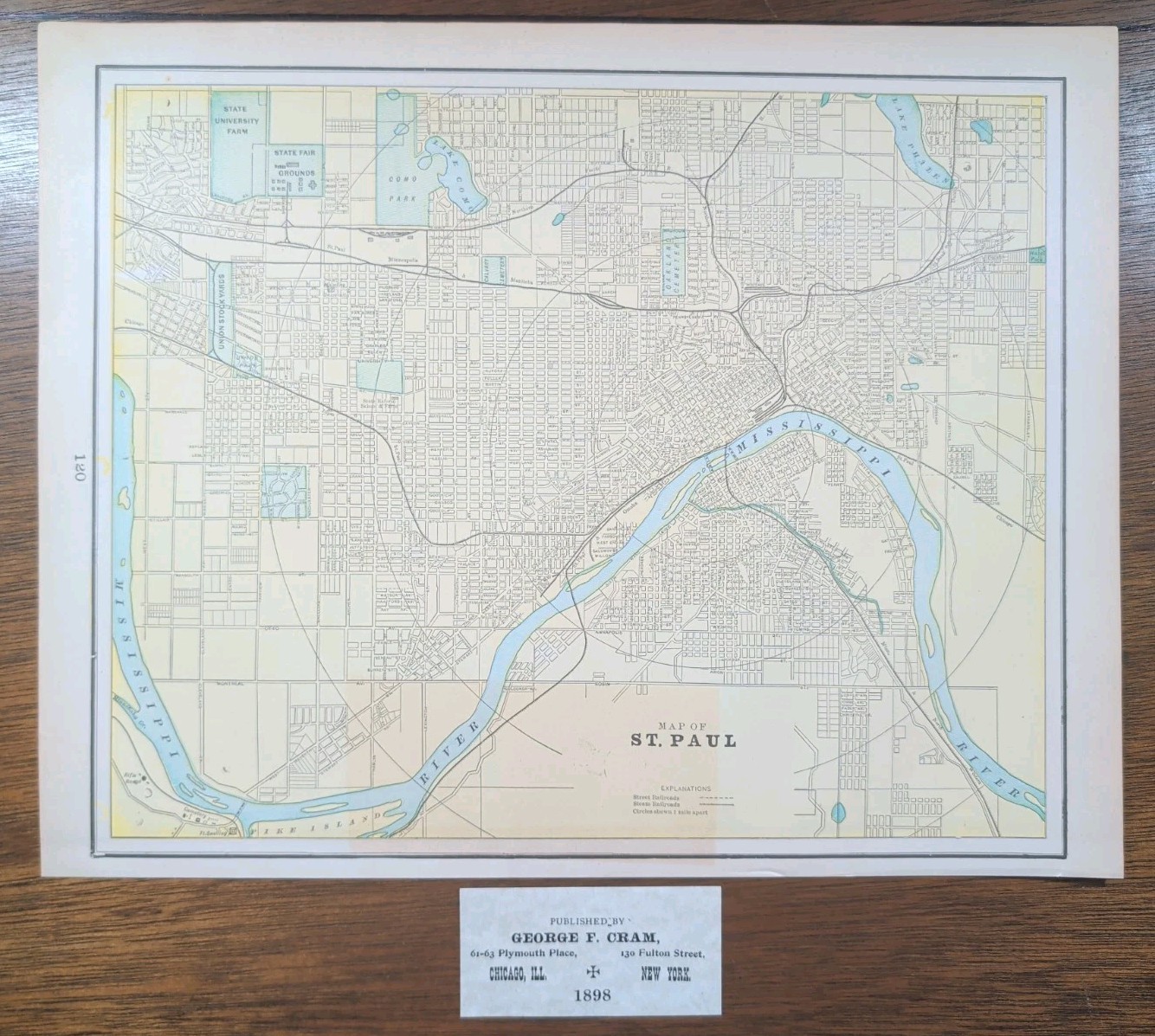 Vintage 1898 ST PAUL MINNESOTA Map 14