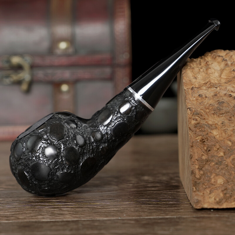 MUXIANG Sandblasted Briar Freehand Pipe Handmade Rusric Wood Tobacco Pipe Band