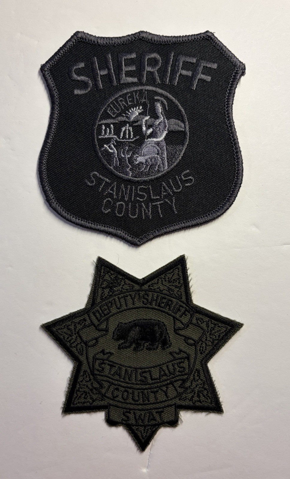 CALIFORNIA CA STANISLAUS COUNTY SHERIFF DEPT SUBDUED SWAT 2 PATCH SET #D62