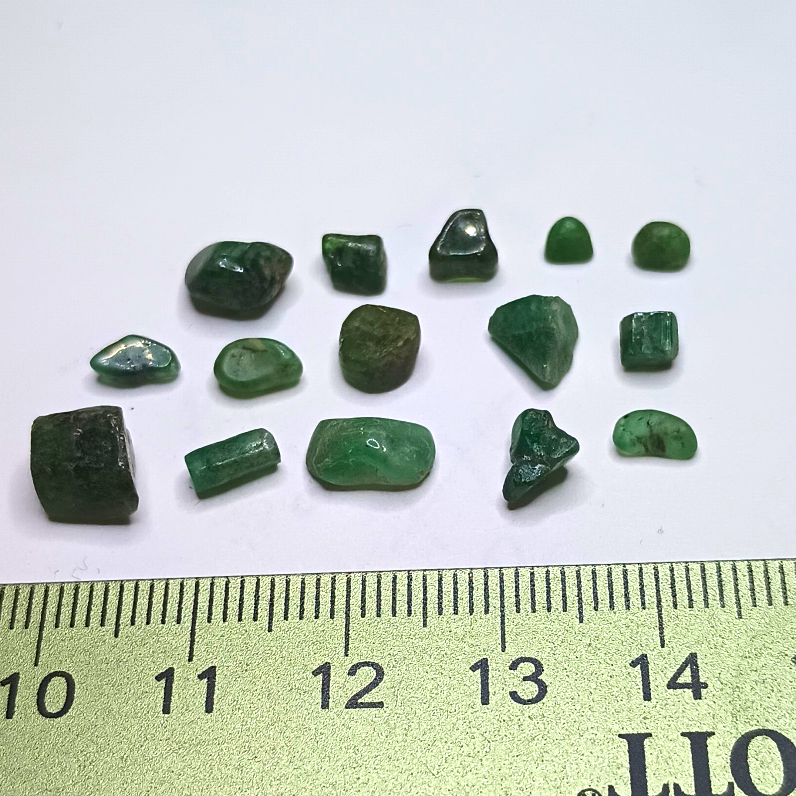 Lot 15 pcs Green Emerald Polished Loose Gemstones, Translucent, Handmade