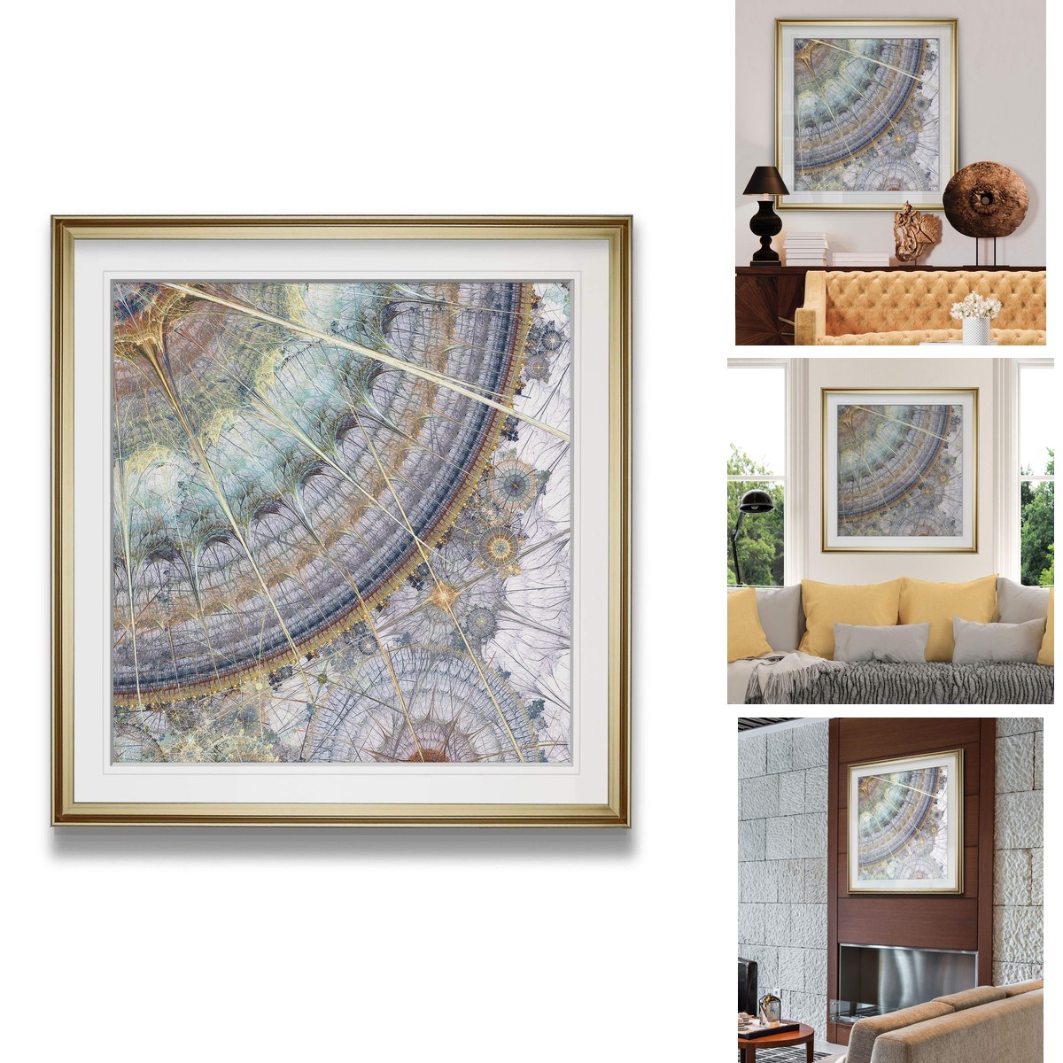 Renditions Gallery Clockworks IV Mid Century Art Abstract Framed Wall Art