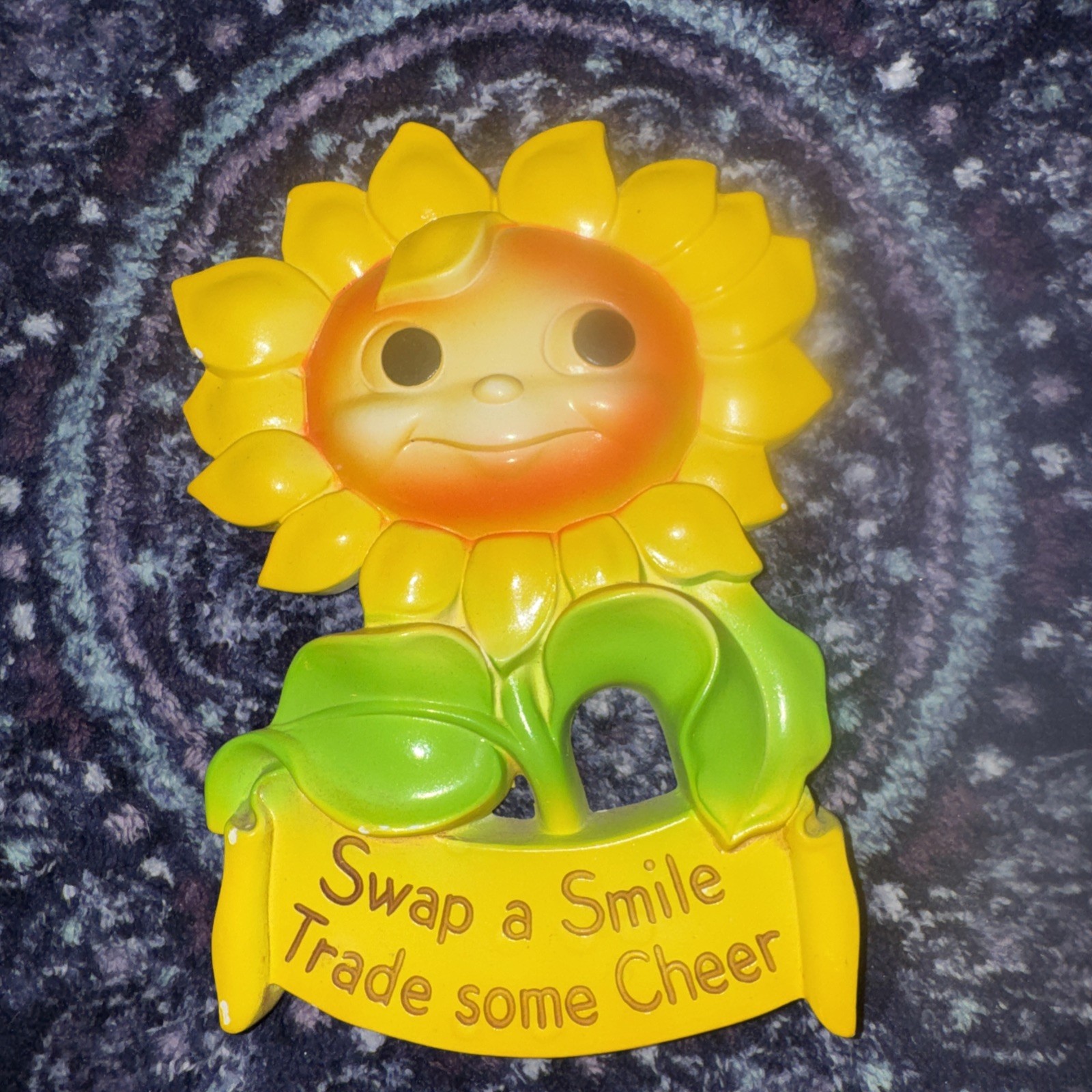 Miller Studio 1973 Chalkware Anthropomorphic Smile Sunflower Wall-Hanging Plaque