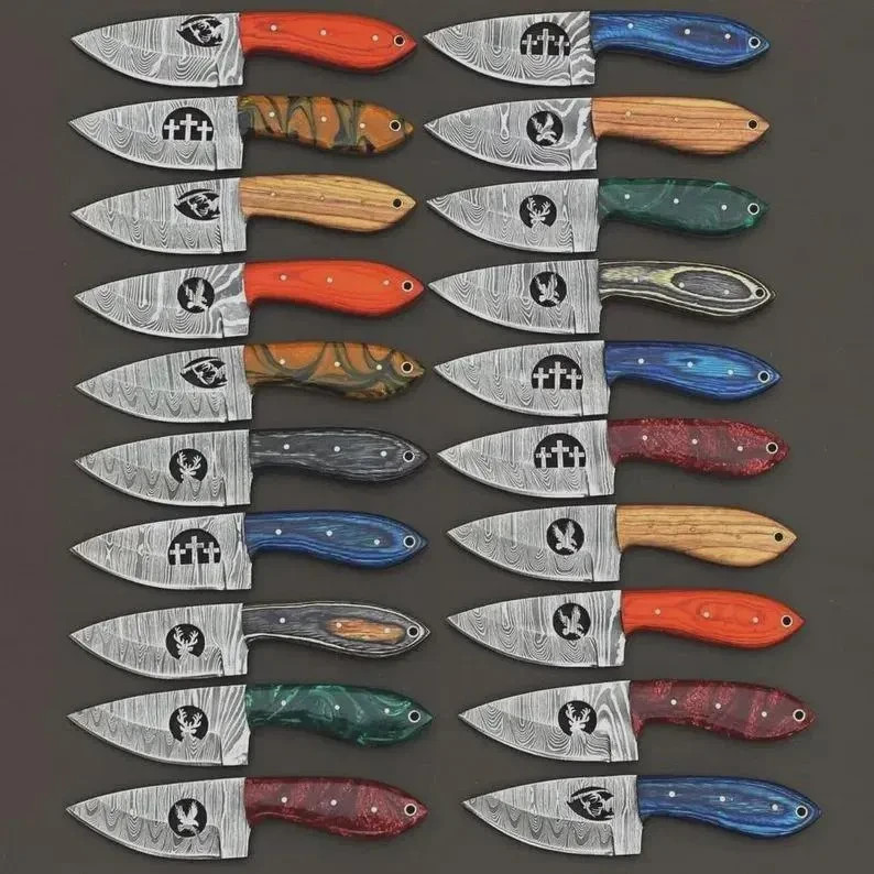 Premium  Lot of 20 Handmade Damascus Steel Full Tang Skinner Knives